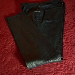 Metallic brown skinny pants with wet look